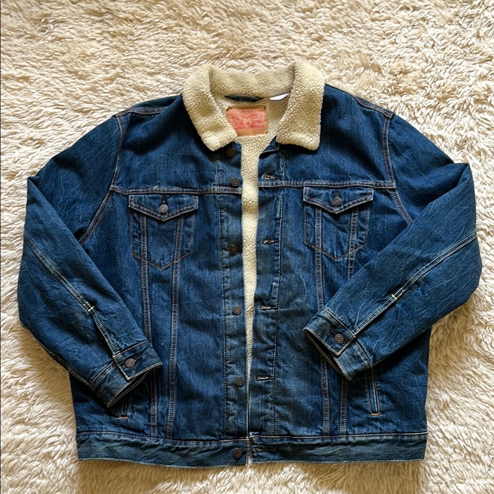 Men’s Levis Denim Jacket with Sherpa Collar Size XXL